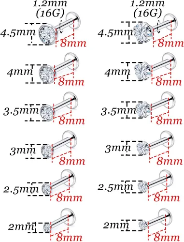 Vista 2 de Vsnnsns Anillos de labio de acero inoxidable 16G, joyería de labret Monroe, anillos de labios, cartílago de uñas, tragus, hélice, aretes de piercing