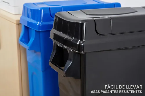 Vista 6 de United Solutions Highboy Contenedor de basura con tapa oscilante, 23 galones, perfil delgado que ahorra espacio y extracción simple de la bolsa