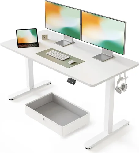 Vista 12 de FEZIBO Escritorio eléctrico de pie de 40 x 24 pulgadas, altura ajustable, sentarse y pararse, escritorio de oficina para computadora con tablero