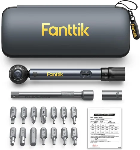 Fanttik WB10 Nova - Juego de llaves dinamométricas para bicicleta de 1/4 pulgadas, 2-10 Nm/1.47-7.37 pies-libras, 14 bits de dirección dual con clic