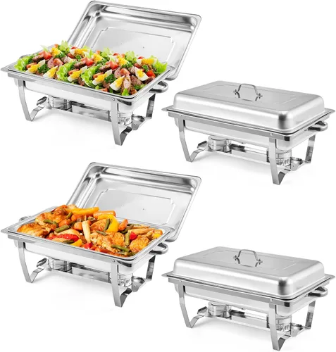 Vista 8 de GarveeHome Platos de roce para buffet, paquete de 2, de 8 cuartos de galón de acero inoxidable y calentadores de buffet con tapa, calentador