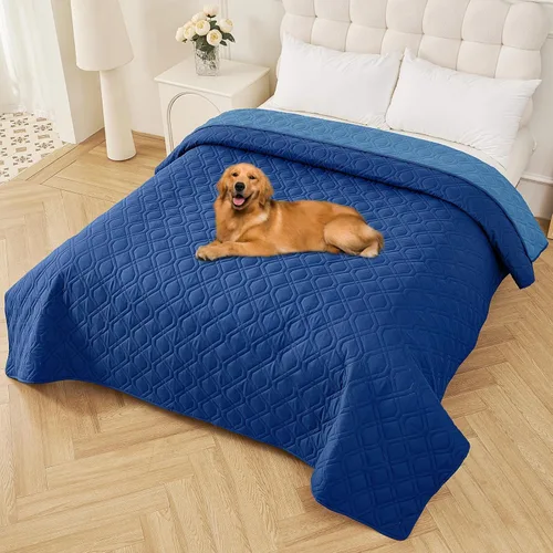Vista 60 de Smiry Funda impermeable para cama de mascota, suave y lavable, para cama, sofá, reversible, perros pequeños, medianos, grandes, gatos, diseño