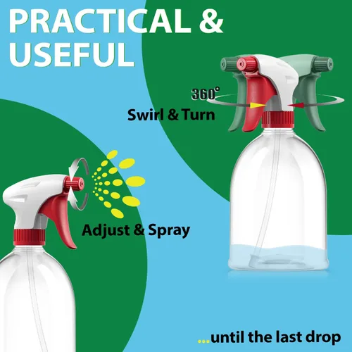 Vista 5 de Bar5F Botella de spray – Paquete de 2 – Mist/Stream, botellas de spray vacías de 16 onzas para soluciones de limpieza, 100% a prueba de fugas, sin