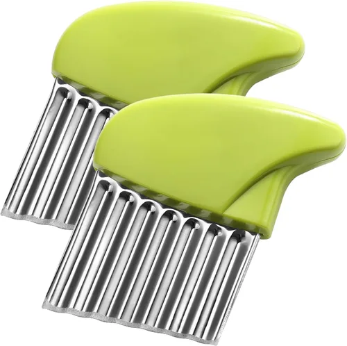 Vista 10 de Cortador Ondulado de Acero Inoxidable Cortador de Papas de Servicio Pesado Herramientas de Corte Ondulado y Picado con Mango de Madera