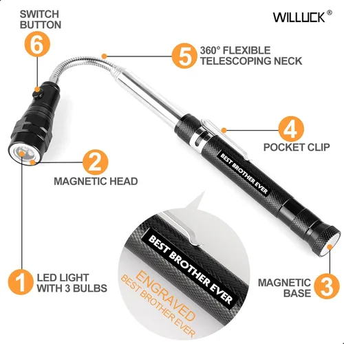 Vista 2 de Regalos para Hermano - Herramienta de Captura Magnética con LED, EL MEJOR HERMANO DE TODOS - Regalos de Cumpleaños para Hermano, Regalos de Hermana