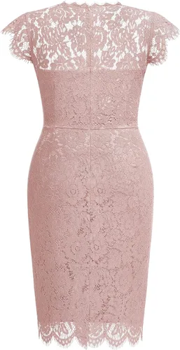 Vista 6 de Miusol Vestido de fiesta de noche formal sin mangas de encaje retro para mujer