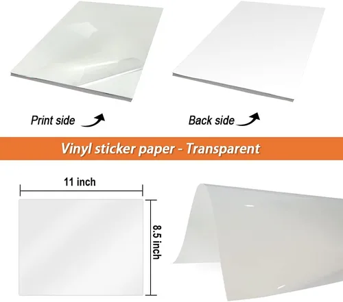 Vista 2 de Stampcolour Papel adhesivo de vinilo imprimible Cricut transparente sin impermeable papel adhesivo transparente de 30 hojas autoadhesivo se seca