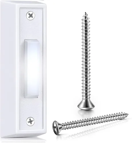 Vista 15 de Saillong 1 botón de timbre iluminado, botón de timbre con cable, timbre de repuesto montado en la pared de garaje con luz LED compatible con la luz