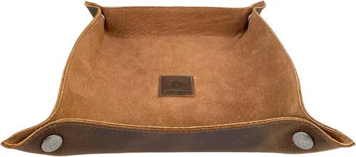 Vista 4 de Leather At Home, Catchall grande hecho a mano de cuero de grano completo, marrón bourbon