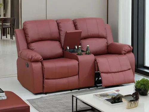 Vista 16 de Juego de sofá reclinable de tela de 2 piezas, juego de muebles de sala de estar, moderno juego de sofá reclinable manual con portavasos/consola