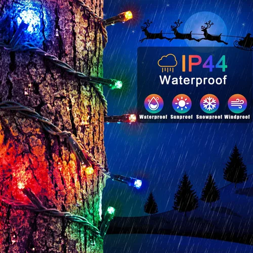 Vista 3 de JMEXSUSS Paquete de 2 luces solares de hadas de 100 LED, 2 paquetes de 200 luces LED solares de Navidad impermeables para exteriores