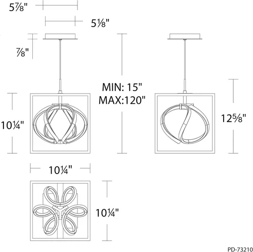 Vista 2 de WAC Lighting dweLED, Sinclair 10 pulgadas LED 1 luz colgante 3000K en hoja de oro negro