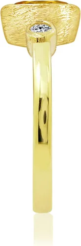 Vista 3 de Tienda Collection Gold Plated Sterling Silver Round-Shaped Amethyst and Infinite Elements Cubic Zirconia Textured Finish Ring