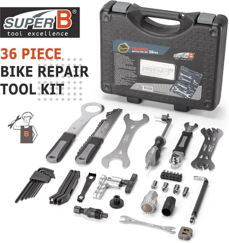 Vista 8 de Super B Juego de herramientas de bicicleta - Kit de reparación de bicicletas con estuche de transporte - Herramientas de mantenimiento de bicicletas