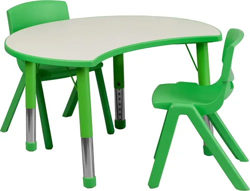 Vista 6 de Flash Furniture Juego de mesa de actividad ajustable de altura de plástico azul redondo de 33 pulgadas con 2 sillas