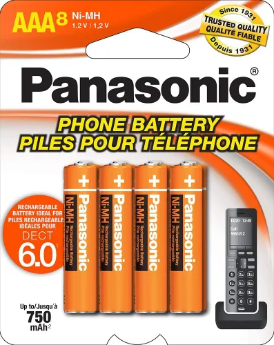 Vista 7 de Panasonic HHR4DPA - Baterías recargables AAA NiMH originales para teléfonos inalámbricos DECT, paquete de 2, naranja