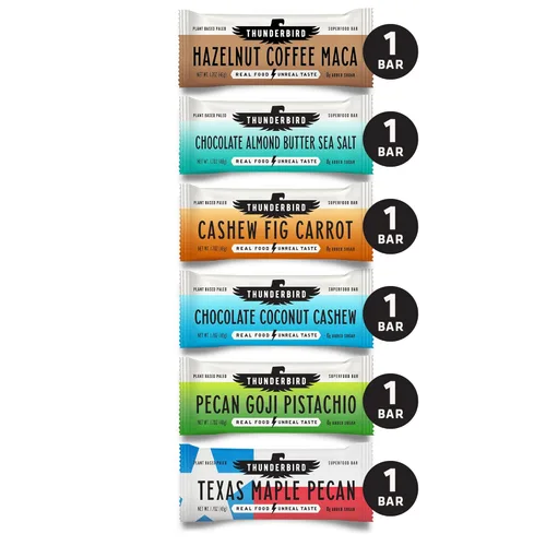 Vista 4 de Thunderbird Real Food Bars - Paquete variado de barras de bocadillos veganos paleo y sin gluten, 102 onzas
