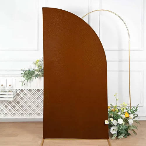 Vista 32 de Efavormart - Juego de 4 fundas de elastano beige para arco de media luna, fundas de telón de fondo Chiara de 2.5 pies a 7 pies para escenarios