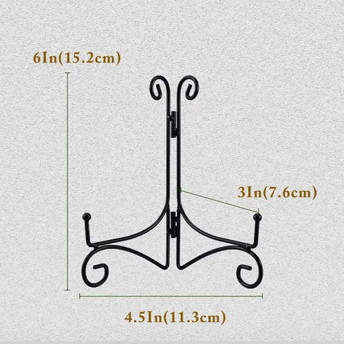 Vista 4 de SVENJBB Soporte de placa de hierro negro, soporte de placa de 6 pulgadas para exhibición, soportes de exhibición de placa de metal pequeños