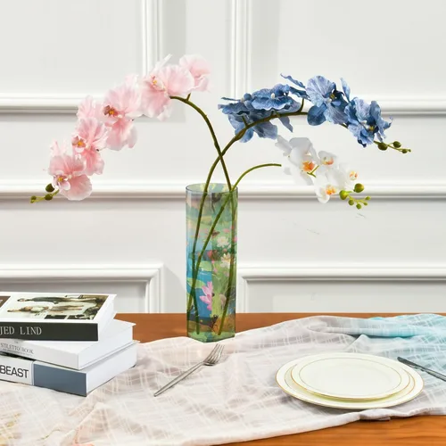Vista 3 de Green Frog Plastic Flower Vases 11.8 x 3.9 Inch decorative Farmhouse Vase Modern Living Room Dining Table jarron para centros de mesa Decor