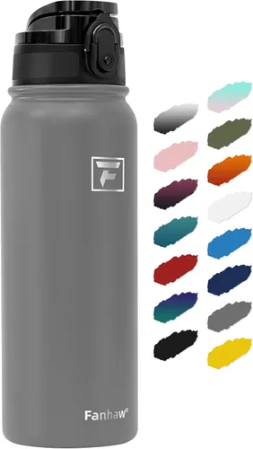 Vista 8 de Fanhaw Botella de agua térmica para llevar, apta lavavajillas, de 20 onzas, acero inoxidable, doble pared, reutilizable, a prueba de fugas y sudor