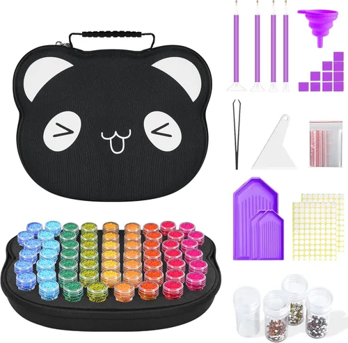 ZORETCO Contenedores de almacenamiento de pintura de diamantes, 60 ranuras, kits de pintura de diamantes, accesorios y herramientas de pintura de