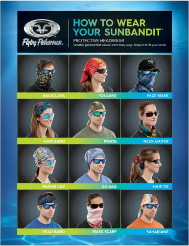 Vista 3 de Bandana multifuncional Flying Fisherman, para la cabeza, máscara protectora UV y polaina, 12 maneras de llevar, talla única
