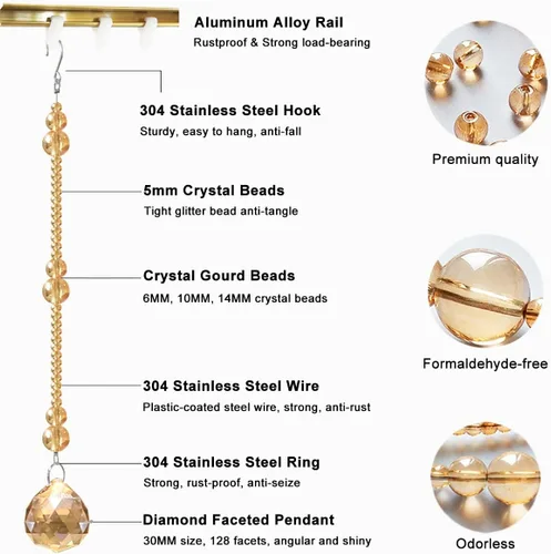 Vista 4 de Pengfei Cortina con cuentas de cristal, 21 cuerdas para puerta arqueada, cortina para puerta, panel decorativo, divisor de habitación, persiana