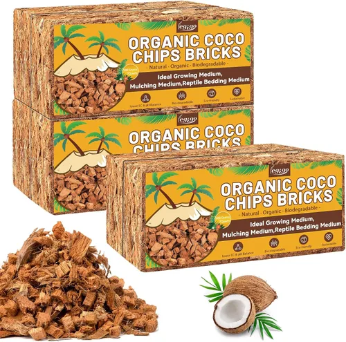 Vista 10 de Legigo Chips de fibra de coco de 1.1 libras para plantas - Ladrillo de chips de coco 100% orgánico, mezcla para macetas con bajo equilibrio EC y PH