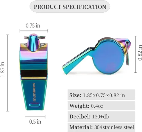 Vista 6 de munkees Silbato de gran volumen al aire libre de las mercancías 304 de la prevención del desastre del silbato