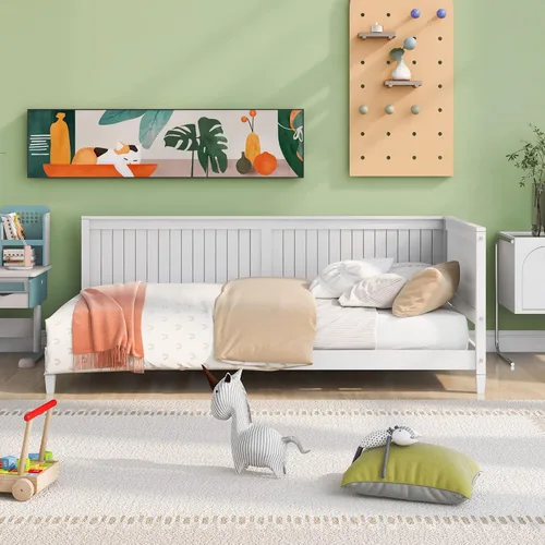 Vista 12 de Harper & Bright Designs Marco de sofá cama individual, plataforma de tamaño individual con soporte de listones, sofá cama individual de madera