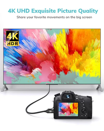 Vista 3 de Cable mini HDMI a HDMI de 3.3 pies, [carcasa de aluminio, trenzado] Cable HDMI 2.0 de alta velocidad 4K 60Hz, compatible con cámara, videocámara