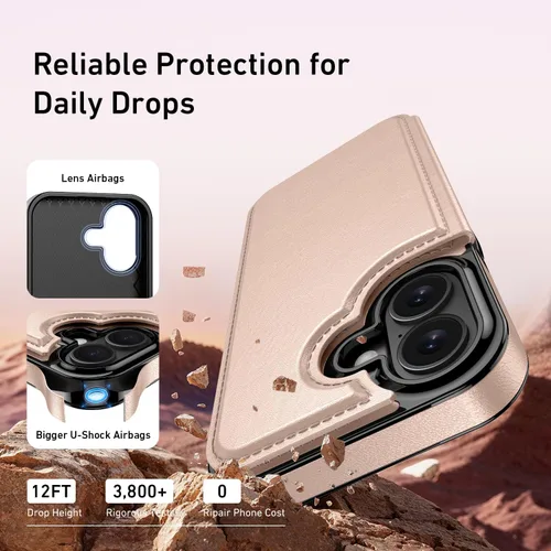 Vista 359 de LETO para iPhone 15 Pro Funda tipo cartera - Tapa tipo folio con patada - Diseños de moda - Tarjetero - Funda protectora para mujeres y niñas - 6.1