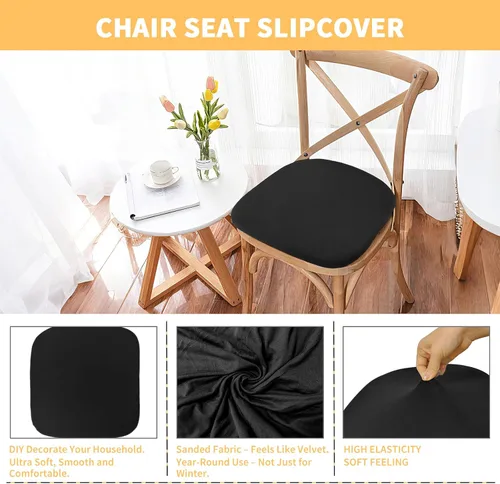 Vista 8 de Gute Fundas de asiento para silla, fundas de asiento para sillas de comedor con lazos, fundas elásticas de jacquard para sillas de comedor y cocina