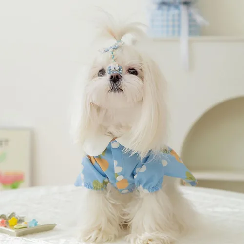 Vista 5 de Vestido para Perro Suave y Transpirable Vestidos para Cachorro Elegante Princesa Encaje Floral Vestido para Mascotas con Girasol para Perro Pequeño