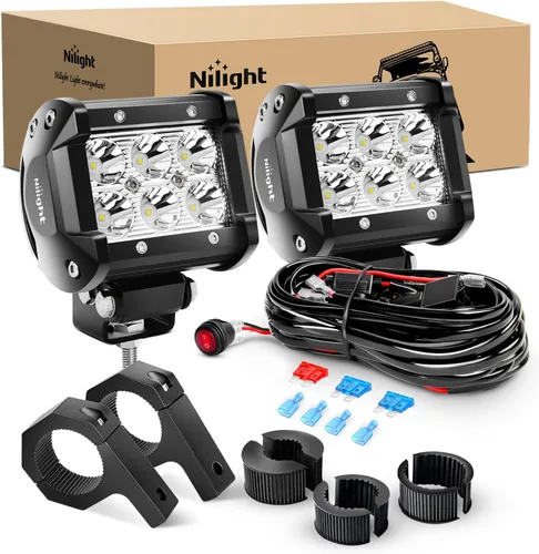 Vista 8 de Nilight 4 barras de luz LED de 4 pulgadas, 18 W, luces LED de trabajo, luces antiniebla, luces de conducción todoterreno con arnés de cableado