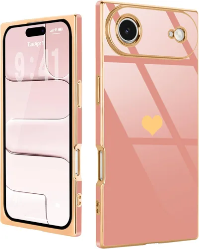 Vista 13 de Funda compatible con iPhone 11, rectangular, bonita carcasa dorada chapada en oro, de lujo, con corazón de amor, para mujeres y niñas, a prueba