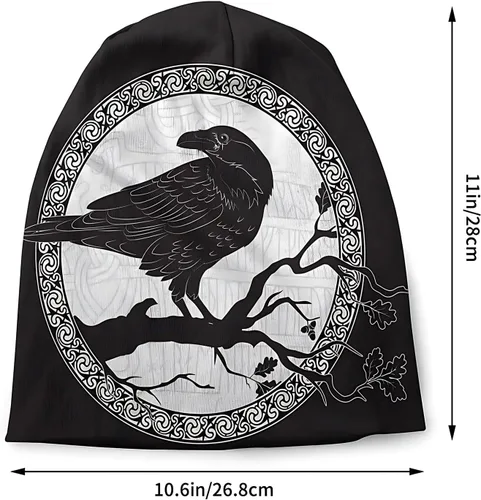 Vista 7 de Viking Ravens - Gorro de punto para hombre, diseño de mito nórdico 3D, gorro de punto para invierno, resistente al viento, cálido y delgado