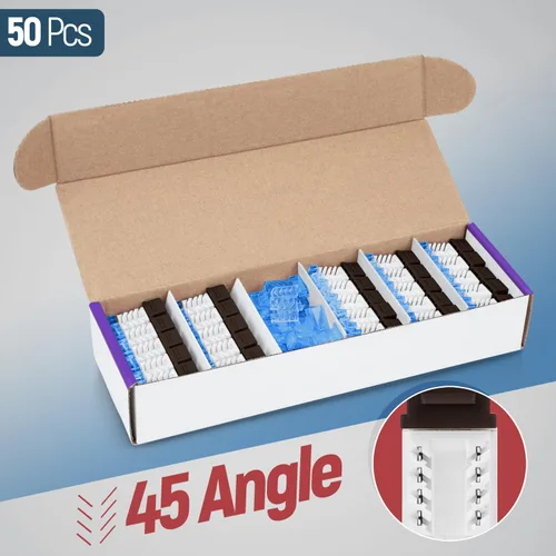 Vista 214 de Everest - Paquete de 50 conectores Keystone RJ45 Cat6 en ángulo de 45°, color blanco, conectores RJ45 hembra de perfil delgado, conector Keystone