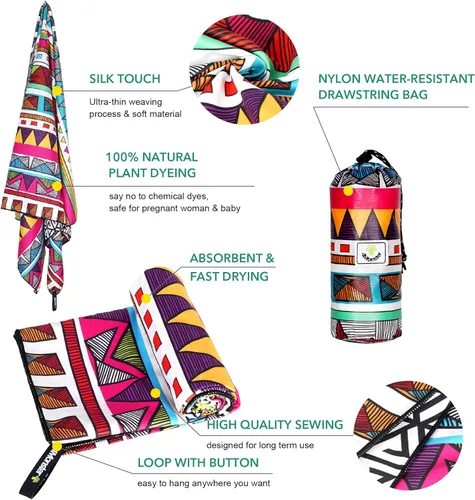 Vista 105 de 4Monster Toalla de playa de microfibra de secado rápido, toalla de viaje ligera súper absorbente para nadadores, toalla de camping sin arena