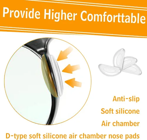 Vista 3 de Almohadillas de silicona para la nariz, adhesivas, hipoalergénicas, para lentes y lentes de sol, 12 pares