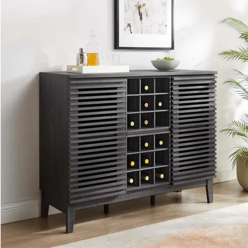 Vista 2 de Modway Render Mid-Century - Armario moderno para bar de vinos, color carbón, 17 x 46 x 37 pulgadas