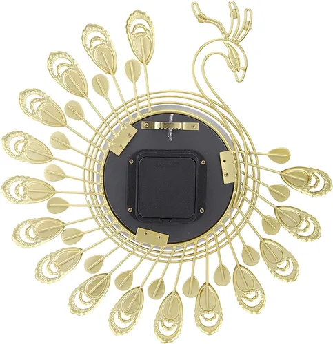 Vista 7 de Reloj de pared de pavo real, reloj de pared sin tictac, reloj de pared con forma de pavo real, moderno reloj de hierro 3D, reloj de pared de 14.6 x