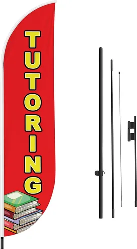 Vista 137 de DreamController - Bandera de plumas de alteraciones (11.5 pies x 2.5 pies) por DreamController para negocios al aire libre con poste adicional