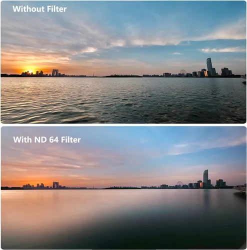 Vista 6 de Filtro ND64 de 2.283 in, filtro de densidad neutra de 6 paradas para lentes de cámara, revestimiento multiresistente de 16 capas, vidrio óptico