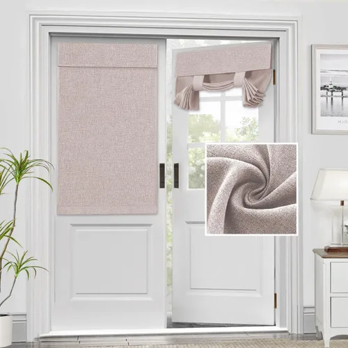 Vista 19 de H.VERSAILTEX - Cortinas para puerta francesa de textura de lino, cortinas opacas para ventana de cocina, impermeables, 26x40 pulgadas