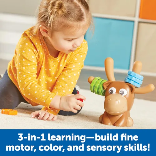 Vista 2 de Learning Resources Max el Alce de Habilidades Motoras Finas - 13 Piezas, a partir de 2 años, juguetes de aprendizaje para niños pequeños, juguete