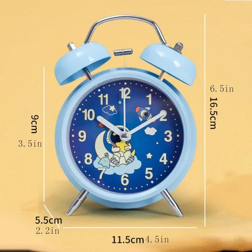 Vista 2 de Alarm Clock Bedroom Analog Alarm Clock for Kids, 4 inch Non-Ticking Twin Bell Alarm Clock with Backlight, Silent Clock, Battery Operated, for 1