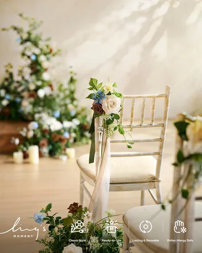 Vista 8 de Ling's moment Flores artificiales, margaritas de seda falsas, rosas de espuma de Gardenia falsas para bricolaje, ramos de boda, centros de mesa