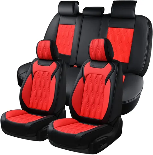 Vista 22 de Coverado Fundas de asiento delantero para automóvil, acojinadas, impermeables, de piel sintética, protectoras, de ajuste universal para la mayoría